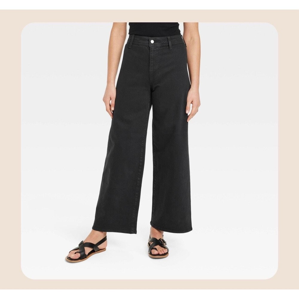 Universal Thread Women Black Sailor Wide Leg Jeans High Rise Size 16 VN1126365